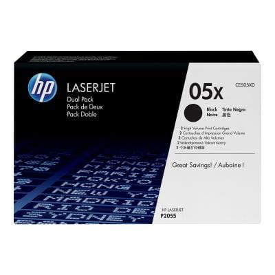 HP Toner Pachet 2x Toner Original HP 05X Negru CE505XD pentru imprimante compatibile HP, capacitate mare