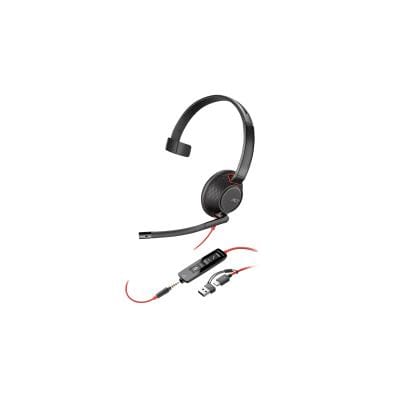 HP Cască profesională cu fir HP Poly Blackwire 5210, microfon cu reducere zgomot, negru (8X230A6)