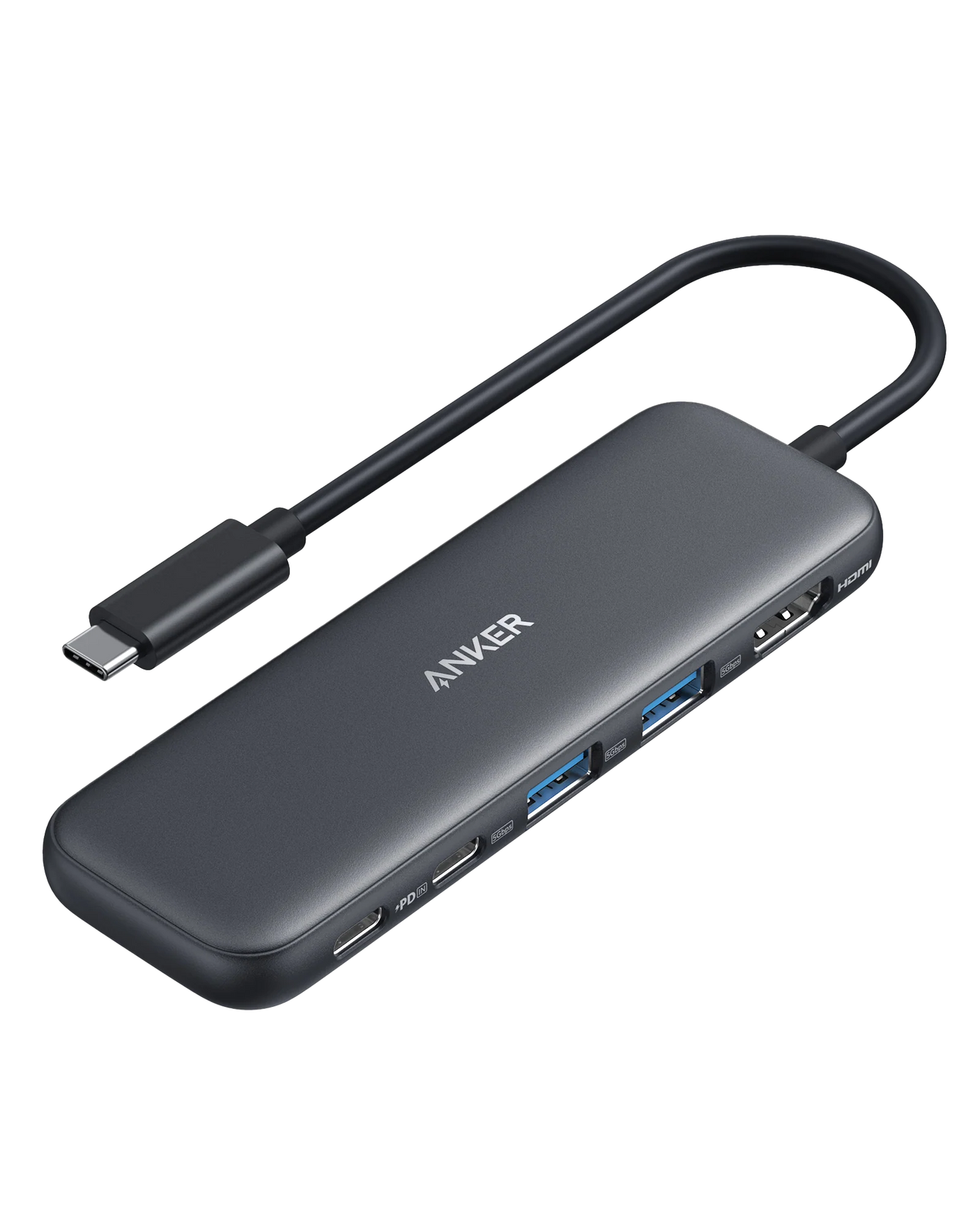 Hub Ultra-Slim Anker 332 USB-C 5-in-1, 4K HDMI, 85W PD, Negru