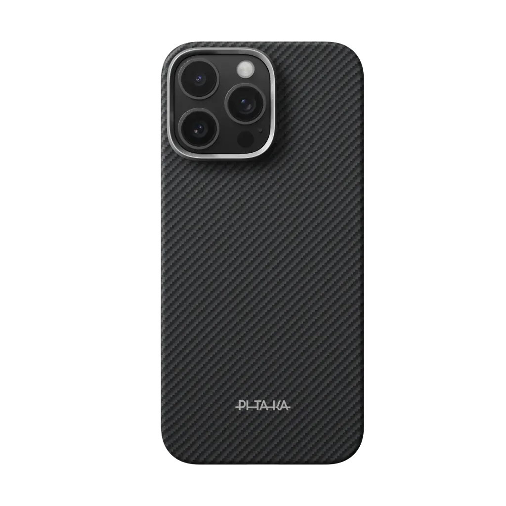 Husa Pitaka pentru iPhone 16 Pro, Ultra-Slim Case PitaTap™, Negru/Gri