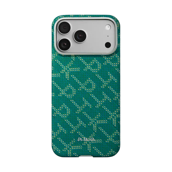 Pitaka Telefon Husa Pitaka KI1701PTK | iPhone 17 Pro, Ultra-Slim, PitaTap, Monogram Gold/Green