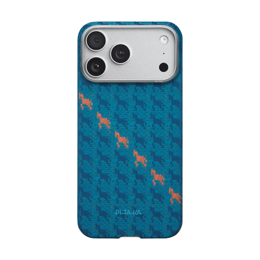 Pitaka Telefon Husa Pitaka HR1702P | iPhone 17 Pro, Happiness Rides, Edge Case, Indigo