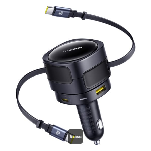 Baseus Incarcator auto Incarcator Auto Baseus C00035507121-03 | 90W, USB-C, USB-A, Cablu Retractabil
