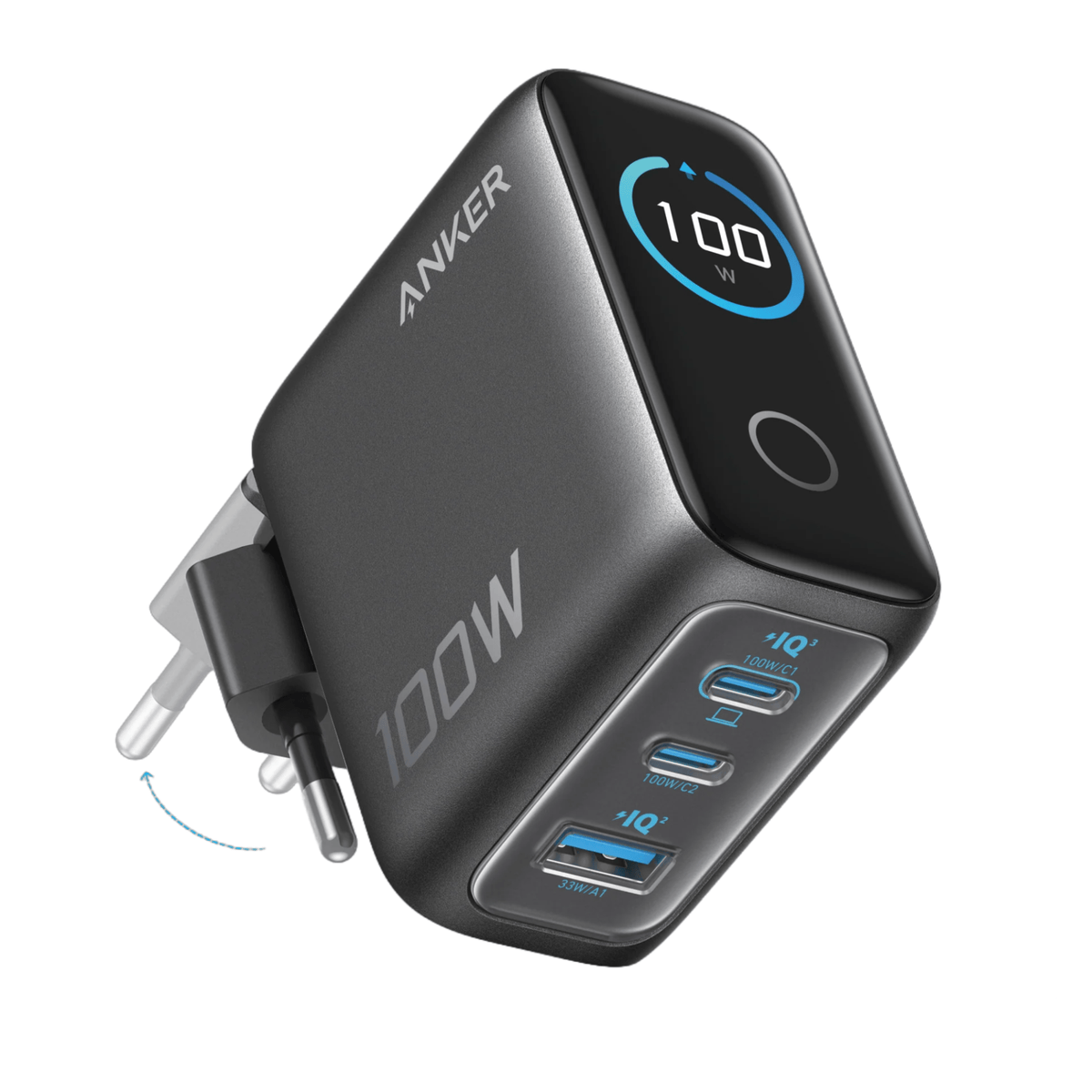 Anker Incarcator USB Incarcator Retea Anker B121BGZ1 | 100W, 2x USB-C, 1x USB-A, Smart Display