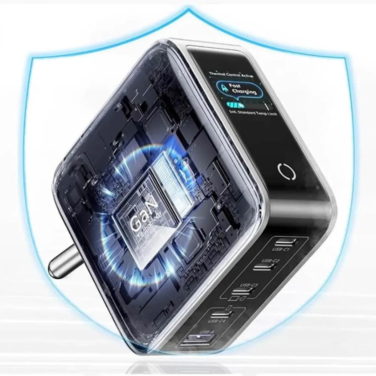 Incarcator retea Ugreen rapid GaN 100W Smart Display 4x USB-C 1x USB-A Gri