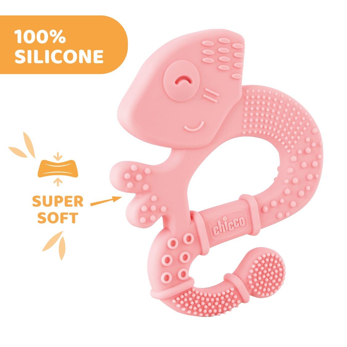 Chicco Jucării Jucarie Chicco 2811010-7 | Dentitie Silicon, Cameleon, Roz, 2luni+