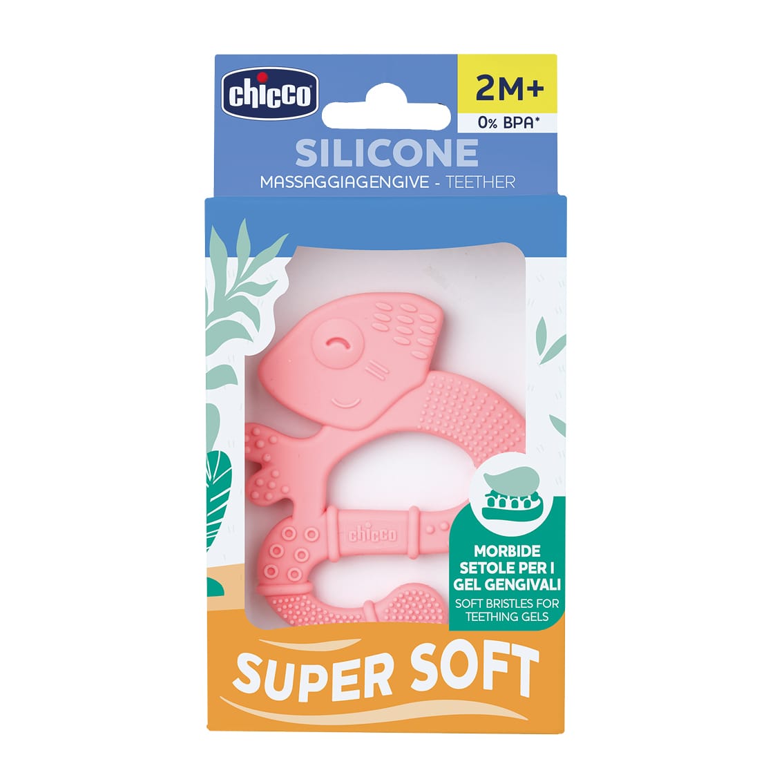 Chicco Jucării Jucarie Chicco 2811010-7 | Dentitie Silicon, Cameleon, Roz, 2luni+