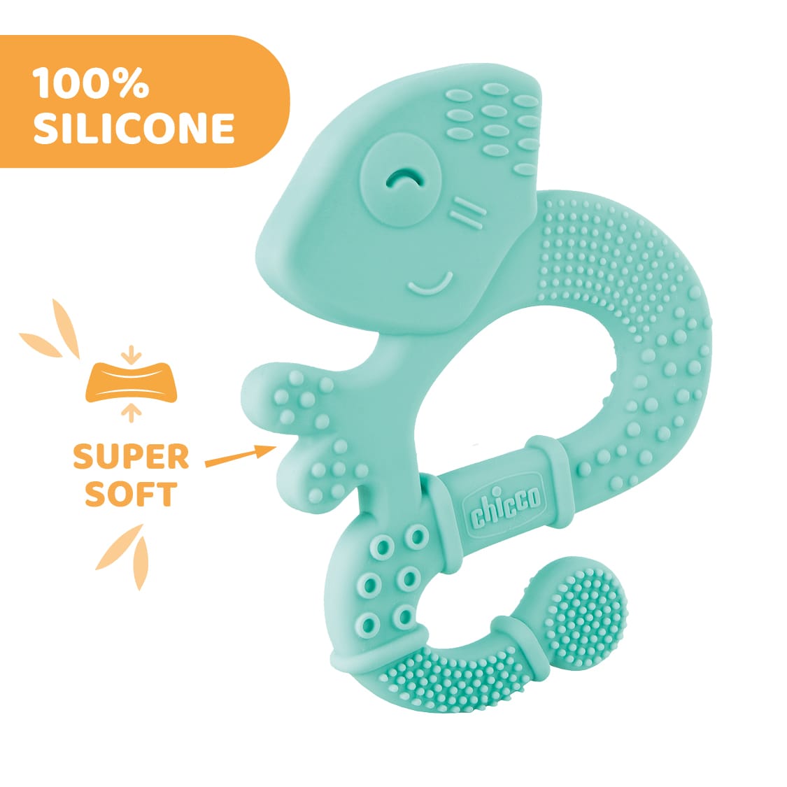 Chicco Jucării Jucarie Chicco 2811020-7 | Dentitie Silicon, Cameleon Vernil, 2luni+