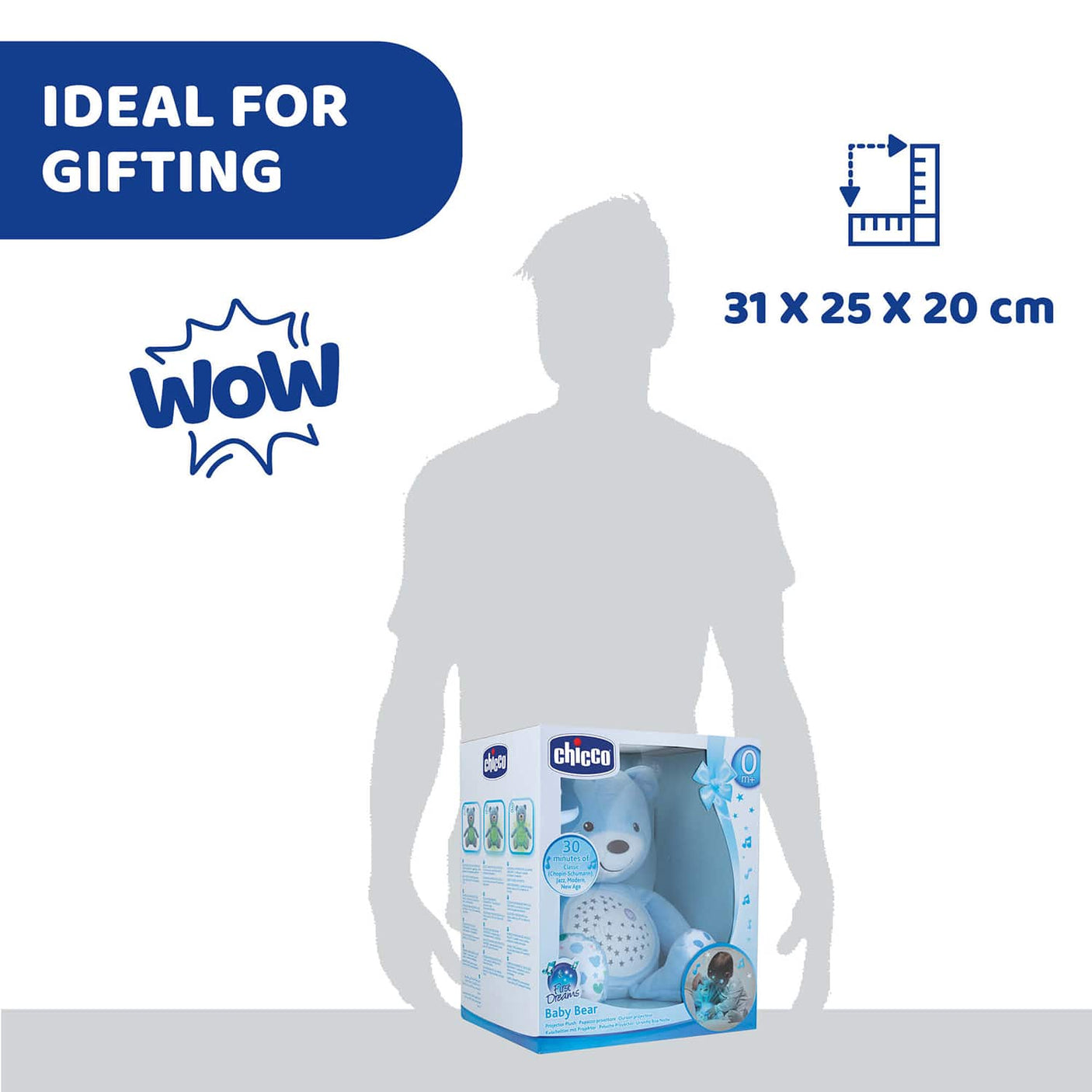 Chicco Jucării Jucarie Chicco 0801520-1 | Ursulet Proiectie, Bebelus, Albastra, 0luni+