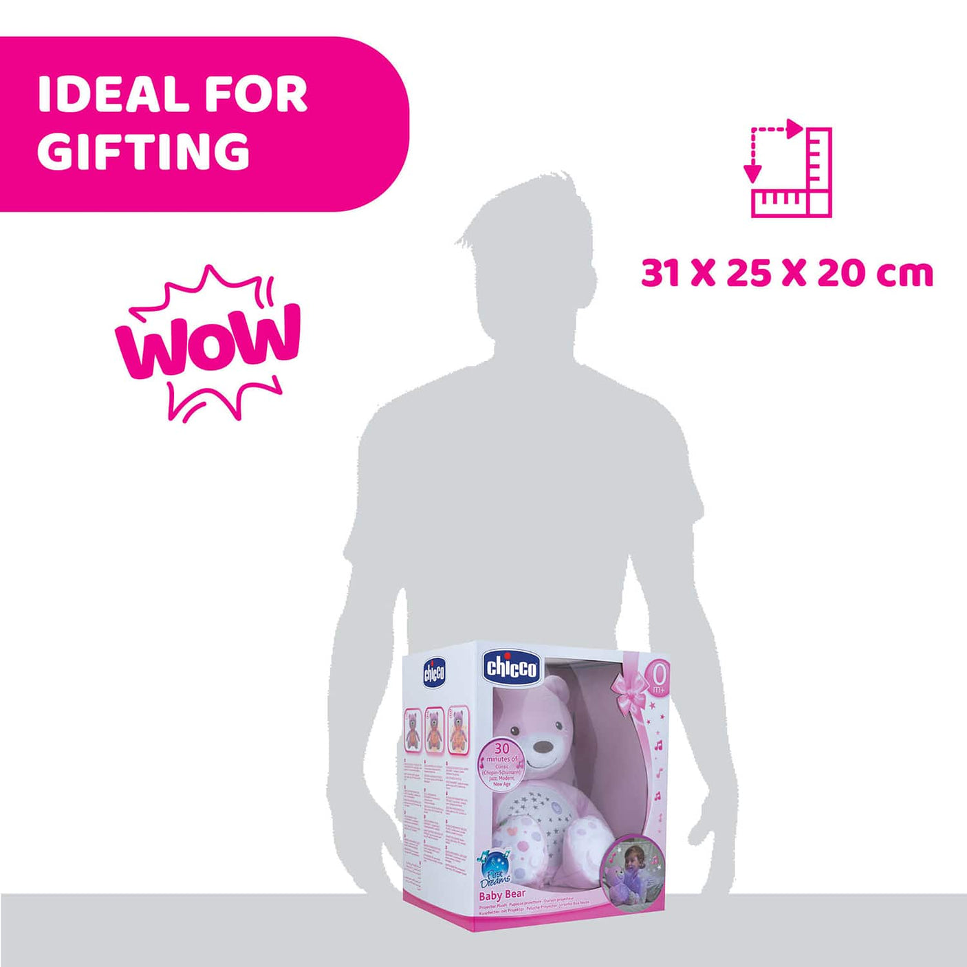 Chicco Jucării Jucarie cu Proiectie Chicco 0801510-1 | Ursulet Bebelus, Roz, 0luni+