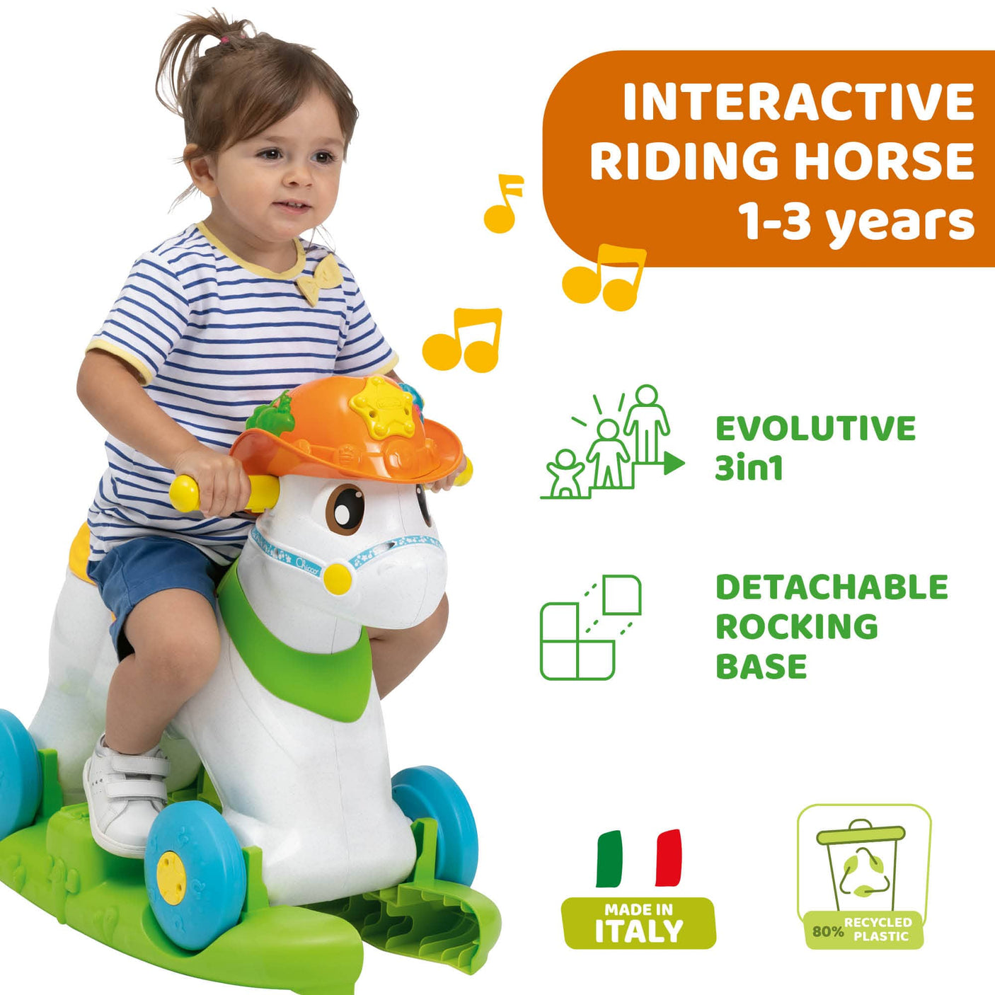 Chicco Jucării Jucarie Chicco 11314-1 | Calutul Baby Rodeo 3 in 1, Evolutiva, 1-3 ani