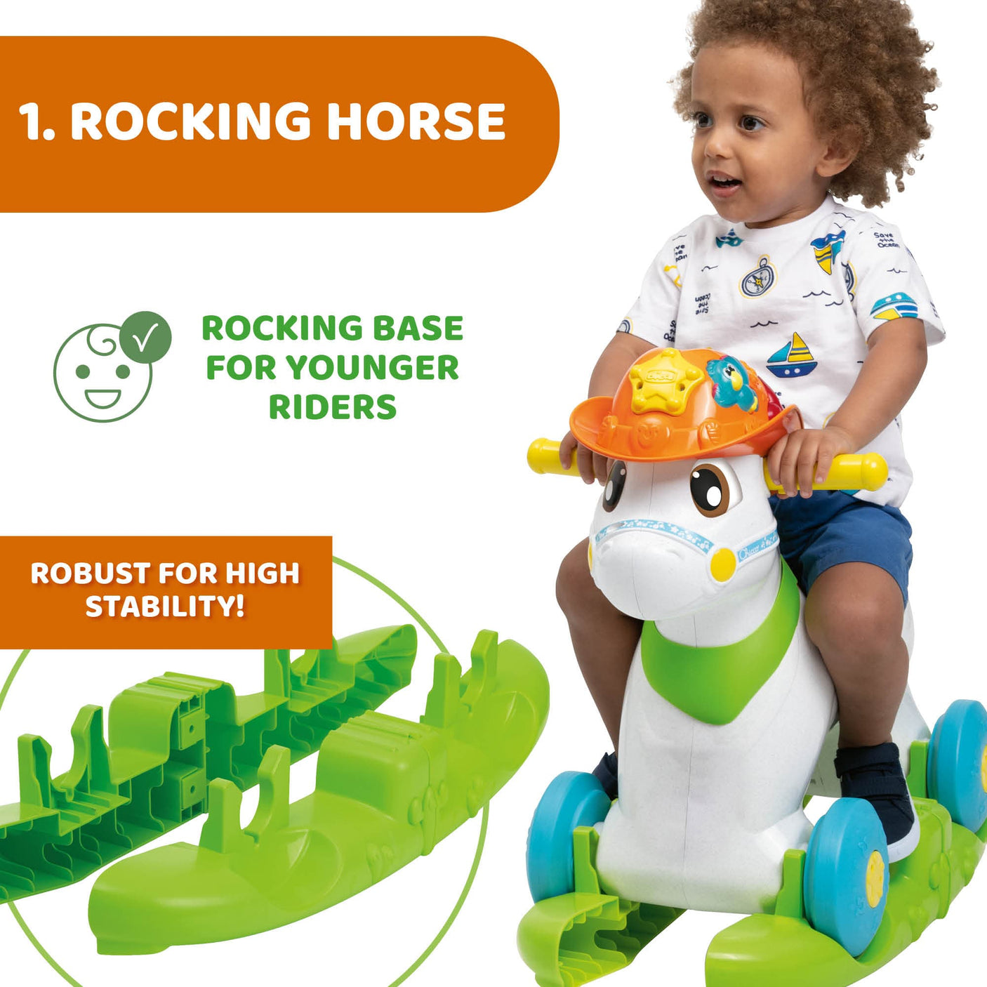 Chicco Jucării Jucarie Chicco 11314-1 | Calutul Baby Rodeo 3 in 1, Evolutiva, 1-3 ani