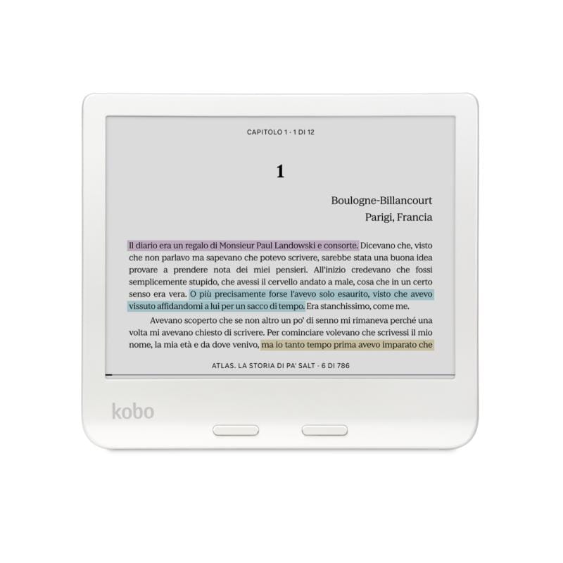 Kobo eBook Reader Kobo Libra Colour Alb, Ecran E Ink Color, Design Ergonomic, Model N428-KU-WH-K-CK