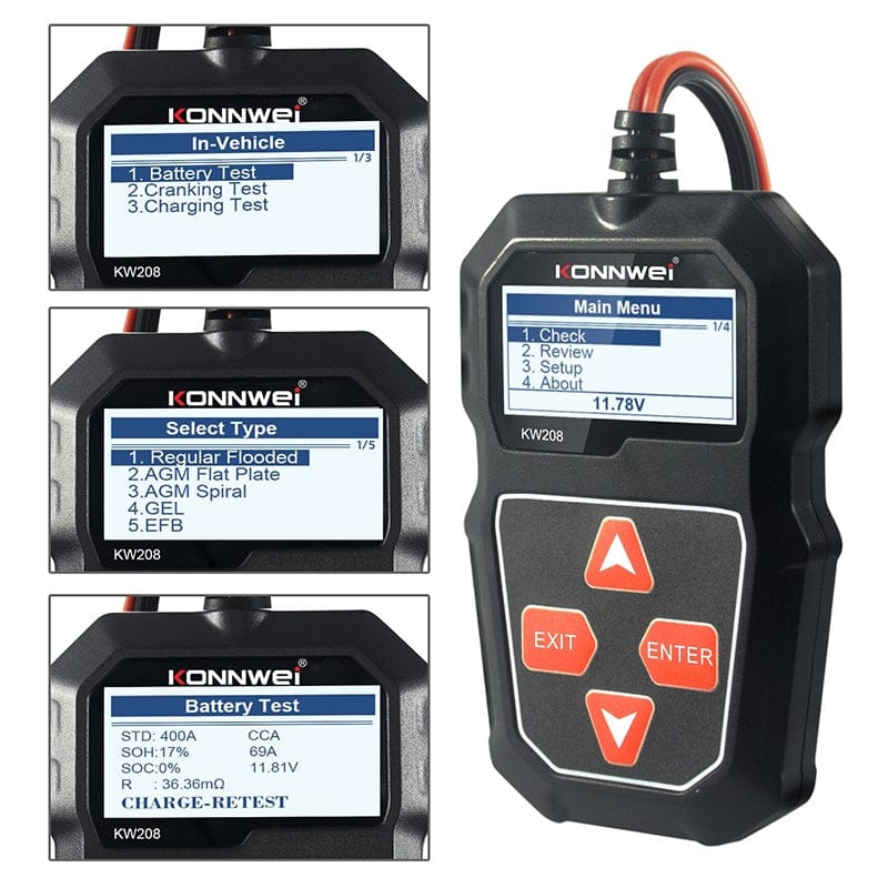 Konnwei Aparat de masura Baterie Konnwei KW208 | 12V, Roșu