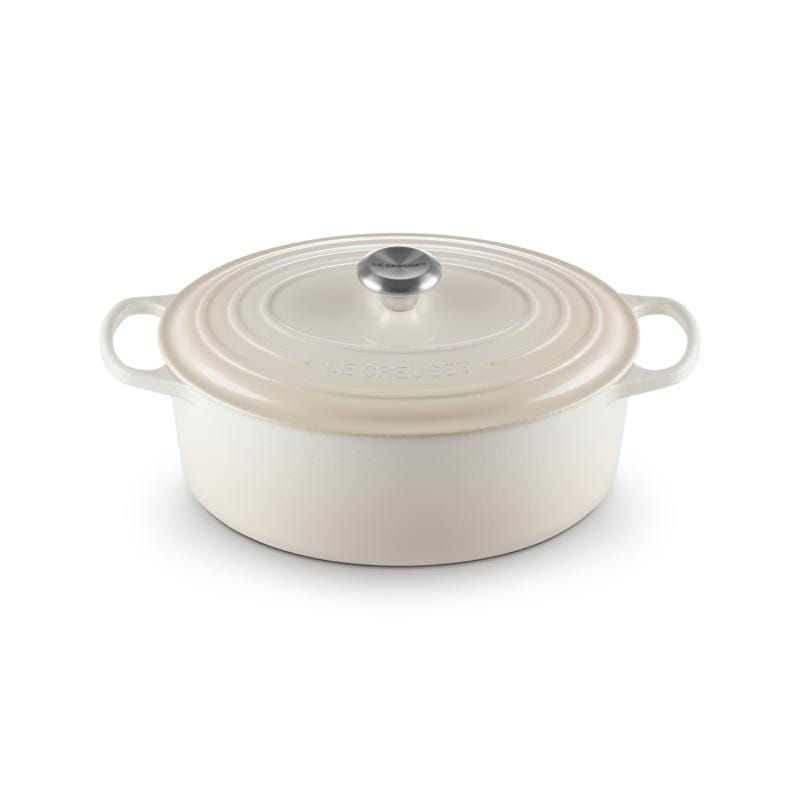 Le Creuset Masina de spalat vase Vas Oval pentru Friptura Le Creuset Signature 149913 | 31cm, Fonta Emailata, Meringue