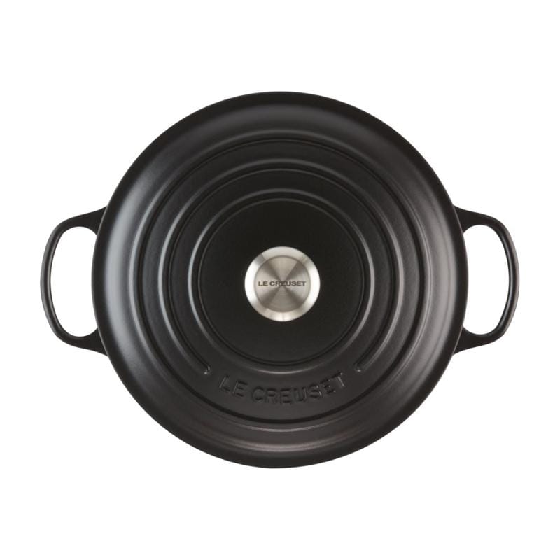 Le Creuset Vas rotund din fontă emailată Le Creuset Signature Roaster 22 cm, Negru