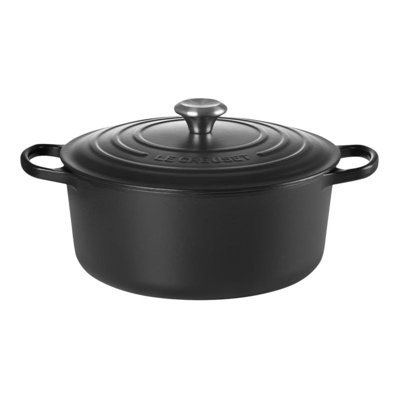 Le Creuset Vas rotund din fontă emailată Le Creuset Signature Roaster 22 cm, Negru