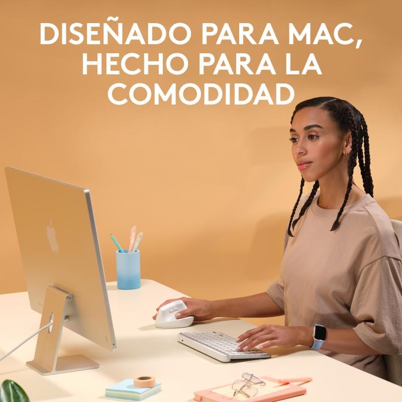 Logitech Mouse ergonomic vertical Logitech Lift for Mac, alb, Bluetooth, 910-006477 (910006477)