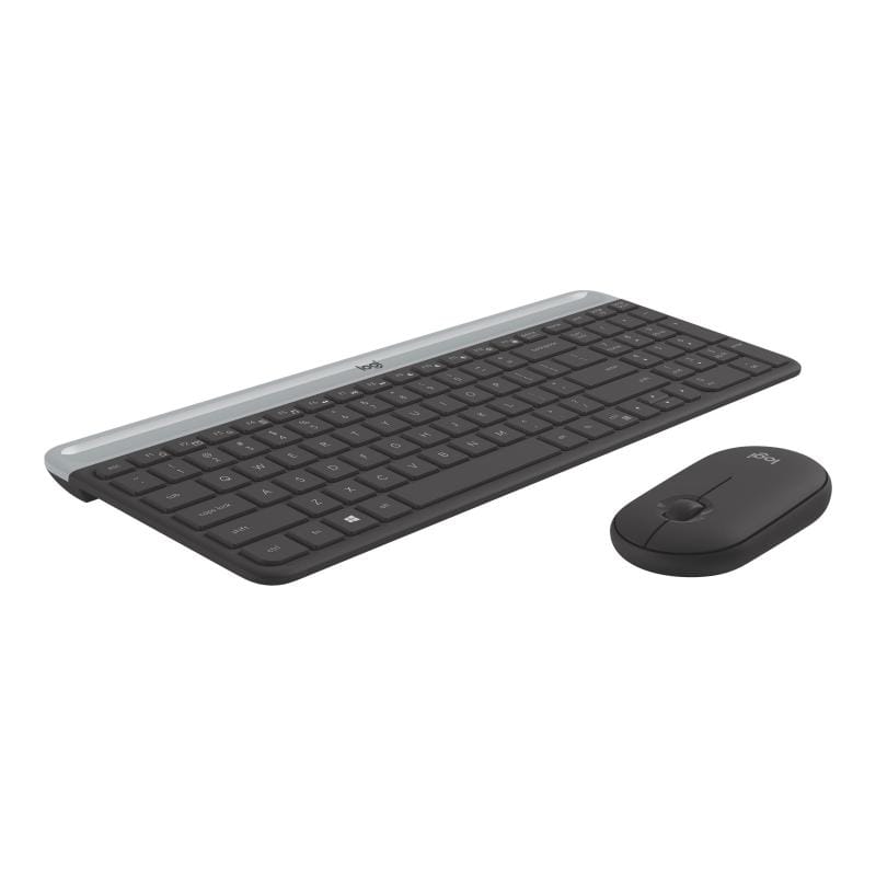 Logitech Set tastatură și mouse wireless Logitech MK470 Slim, layout german DE, receptor USB, negru (920-009188)