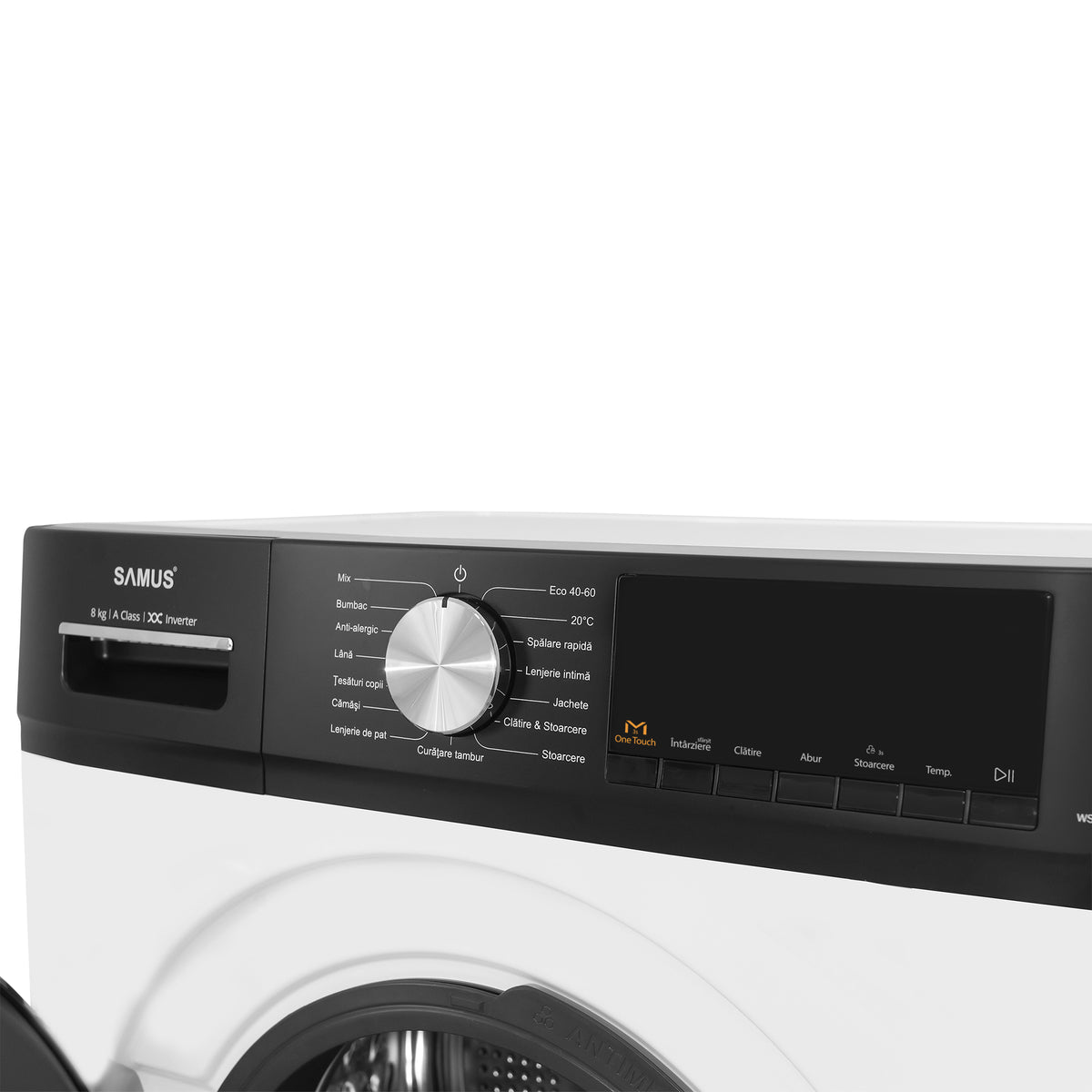 Mașină de Spălat Rufe Inverter Samus | 8kg, 1400 RPM, Clasa A, 16 programe, 59.5x52x85cm