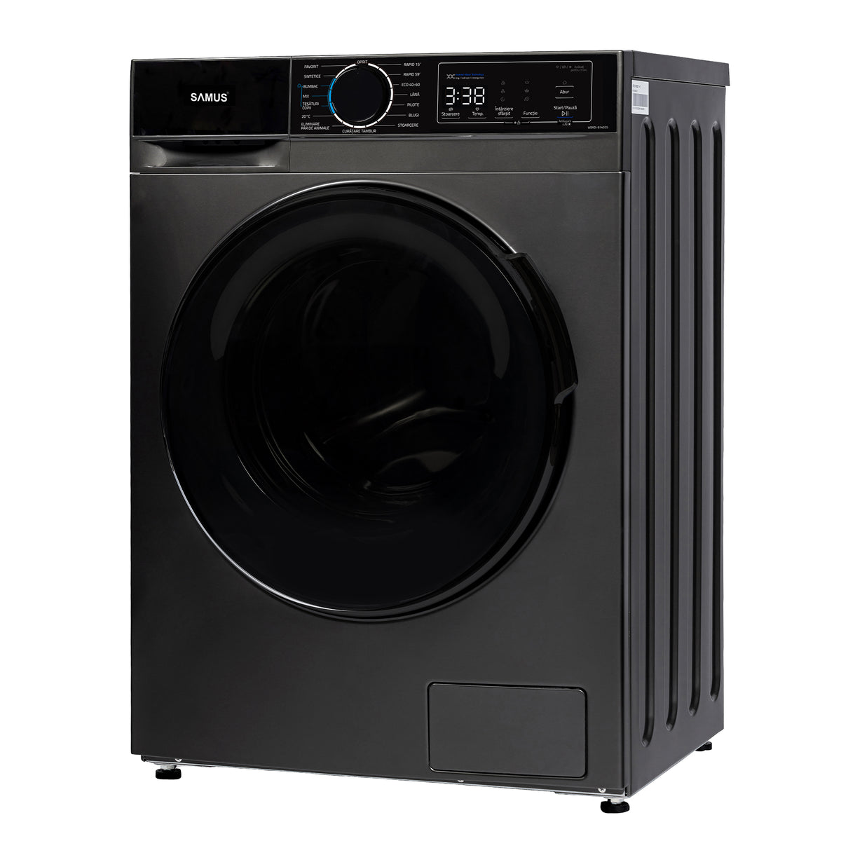 Mașină de Spălat Rufe Inverter Samus | 8kg, 1400 RPM, 15 programe, Gri, 59.5x47.5x85cm