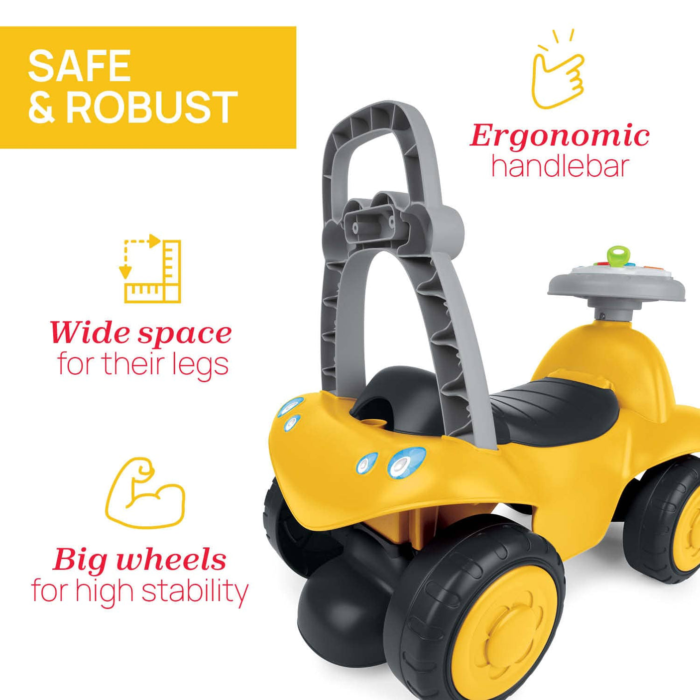 Chicco Jucării Masinuta Copii Chicco Billy Walk And Ride 07347000000 | 2 in 1, Galben, 12-36 luni
