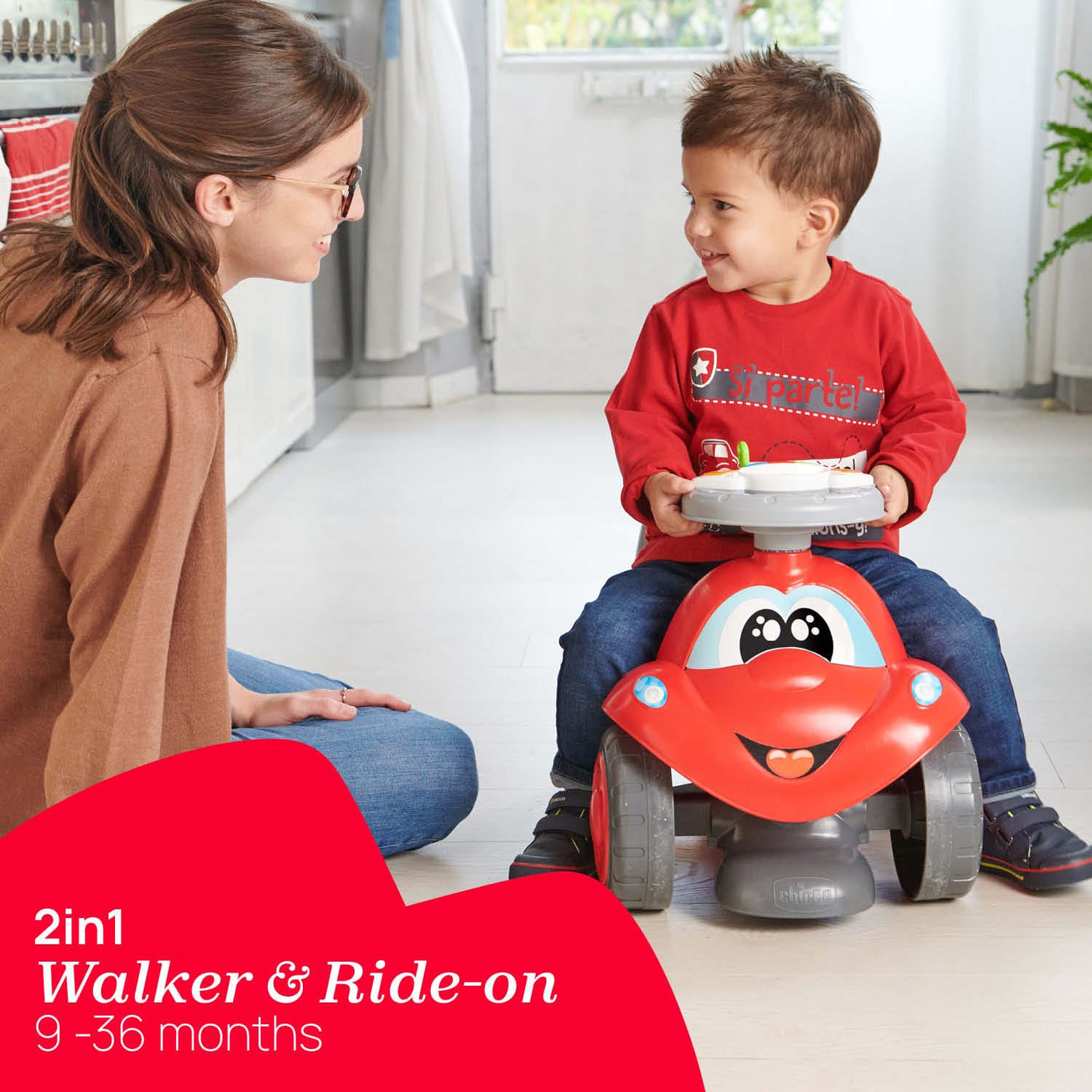 Chicco Jucării Masinuta Chicco Billy Walk And Ride 1121100-1 | 2 in 1, 12-36 luni, Rosu