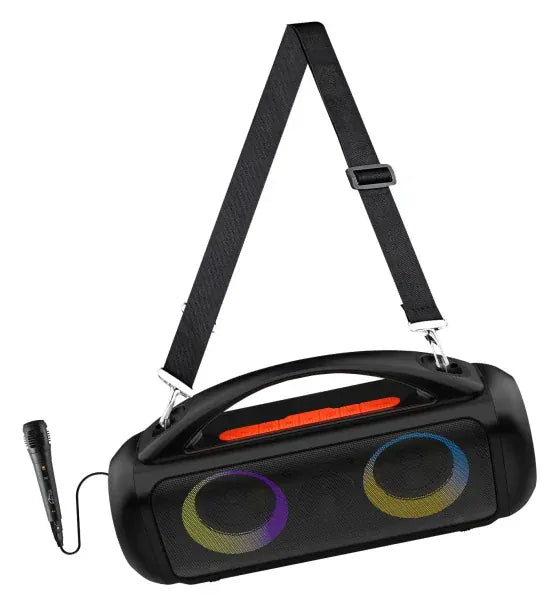 Media-Tech Boxa Portabila wireless pentru Karaoke Media-Tech POWER AUDIO PRO MT3184 Radio FM MP3 Player Karaoke 60W RMS iluminare RGB Negru