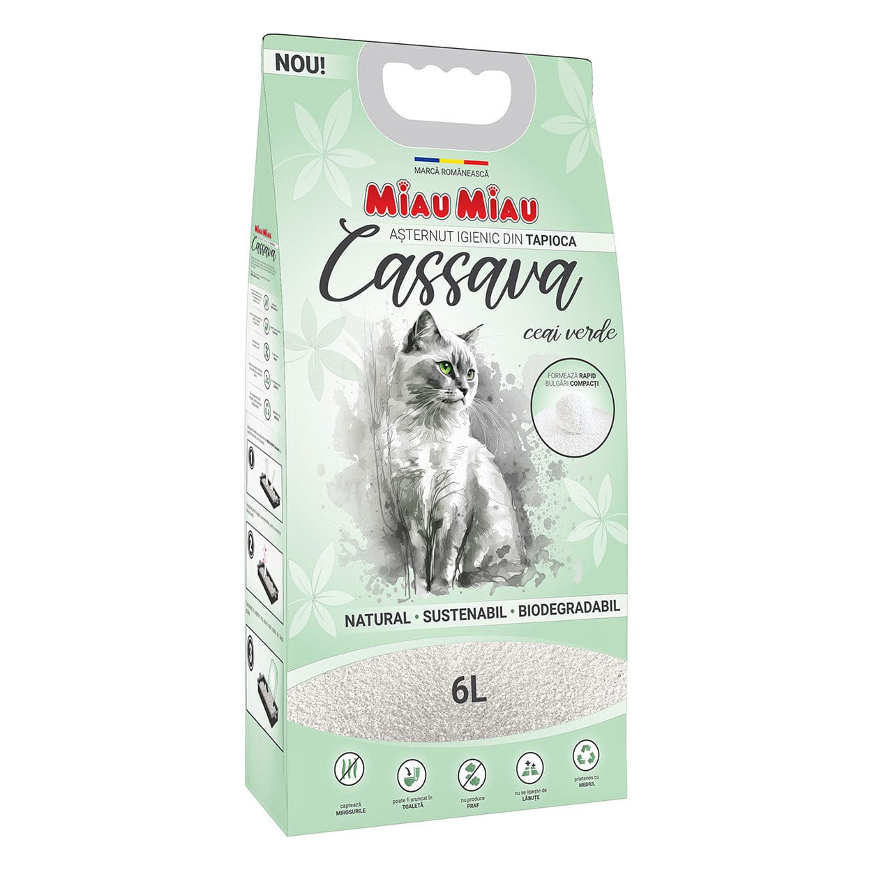 Miau Miau Asternut igienic pisici Așternut Igienic Miau Miau MF.09598 | 6L, Verde