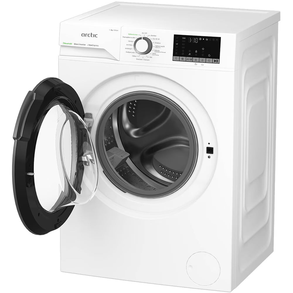 Masina de spalat rufe Arctic APLM2WFSU28211WG, 8kg, 1200rpm, Clasa A, Motor SilentInverter, SaveInAll, ExtraSteam, Displ
