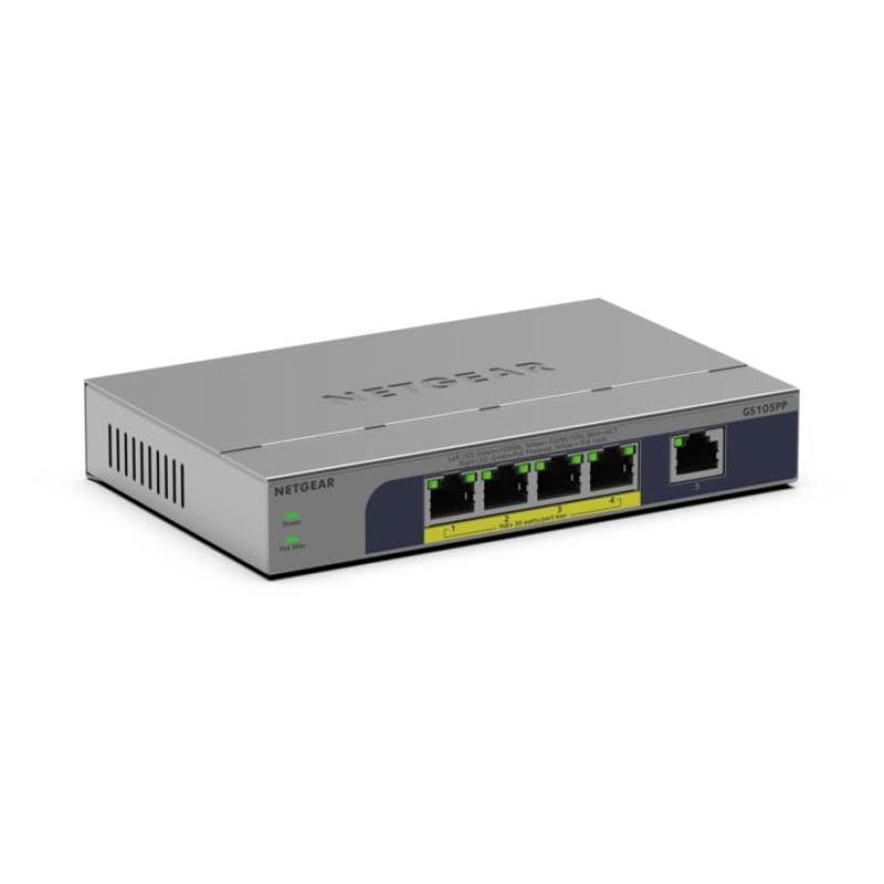 Netgear Switch Switch Netgear GS105PP-300EUS | 5 porturi Gigabit, PoE/PoE+, Plug-and-Play