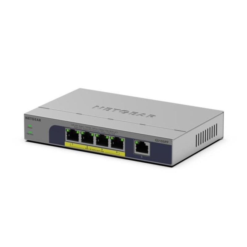 Netgear Switch Switch Netgear GS105PP-300EUS | 5 porturi Gigabit, PoE/PoE+, Plug-and-Play