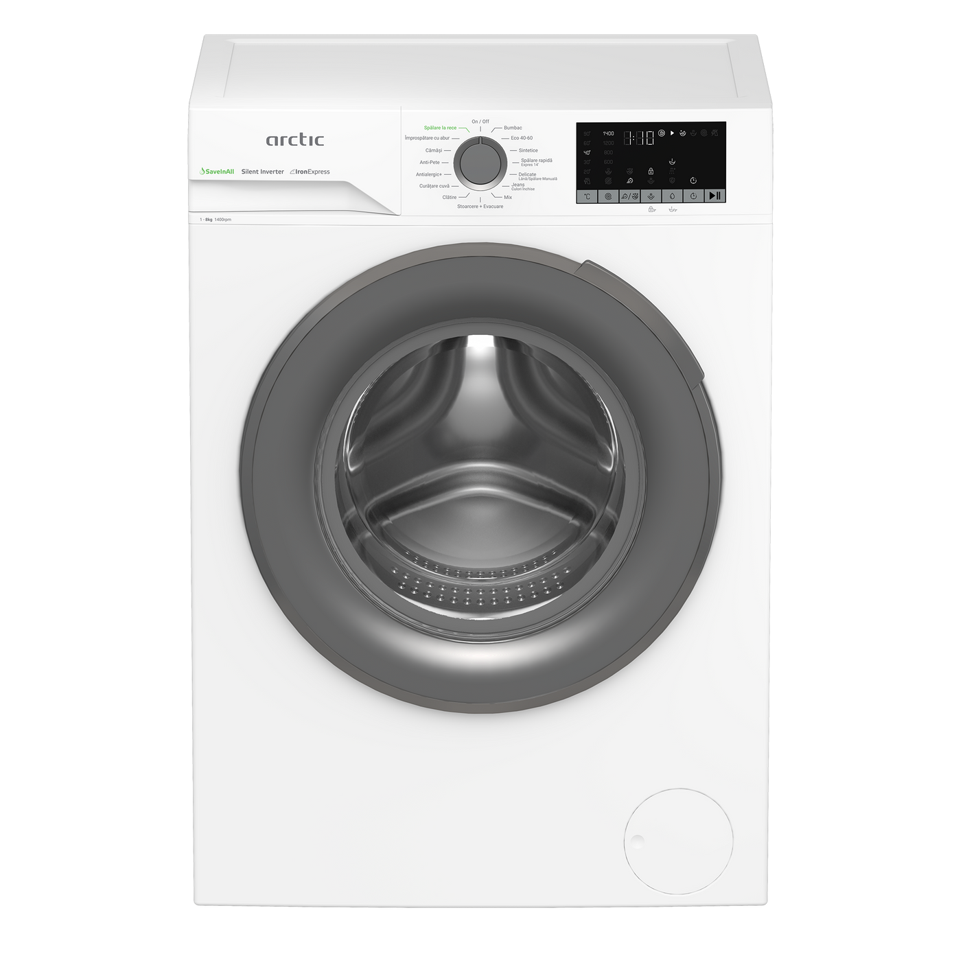 Masina de spalat rufe Arctic APLM2WFSU28411W, 8kg, 1400 RPM, 15 programe Clasa A, , Alb/Gri
