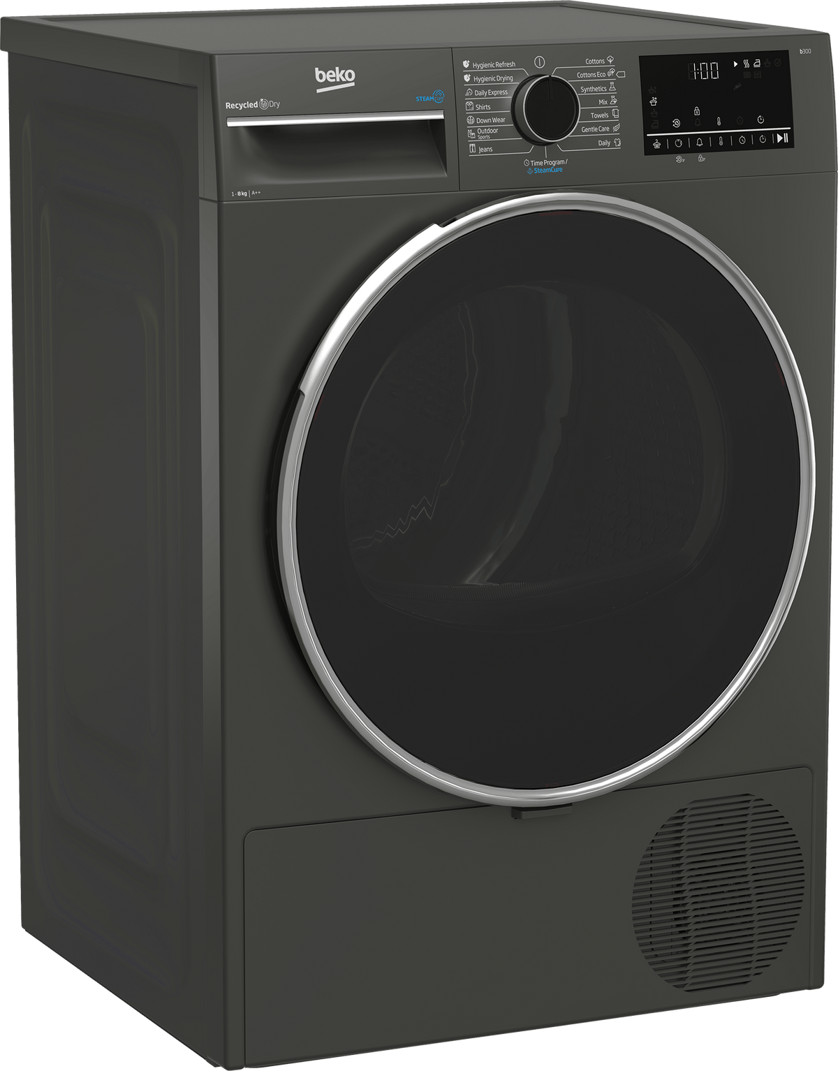 Beko Uscator Uscator Beko B3T68239MG | 8kg, Pompa de caldura, 16 programe, Clasa E, Gri