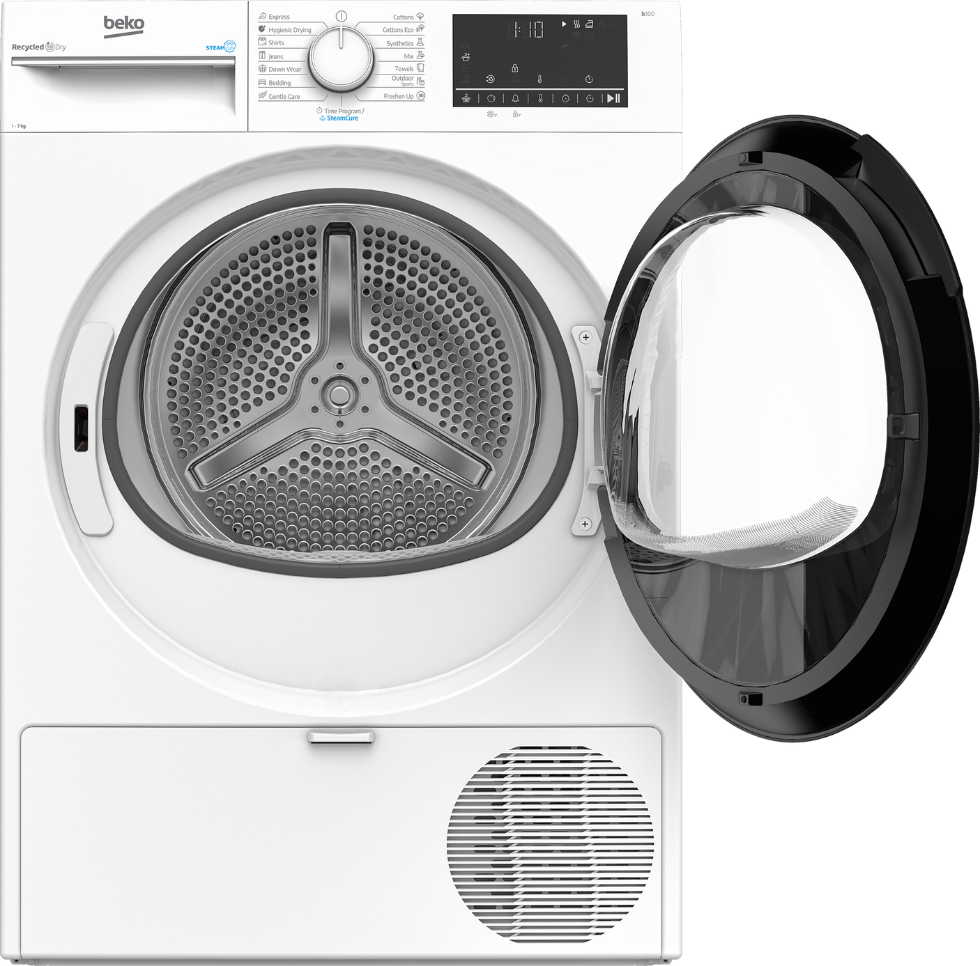 Uscator de rufe cu pompa de caldura Beko B3T67230, 7kg, Clasa E, 15 programe, Digital Display, 84.6x59.7x54.3 (IxLxA, c