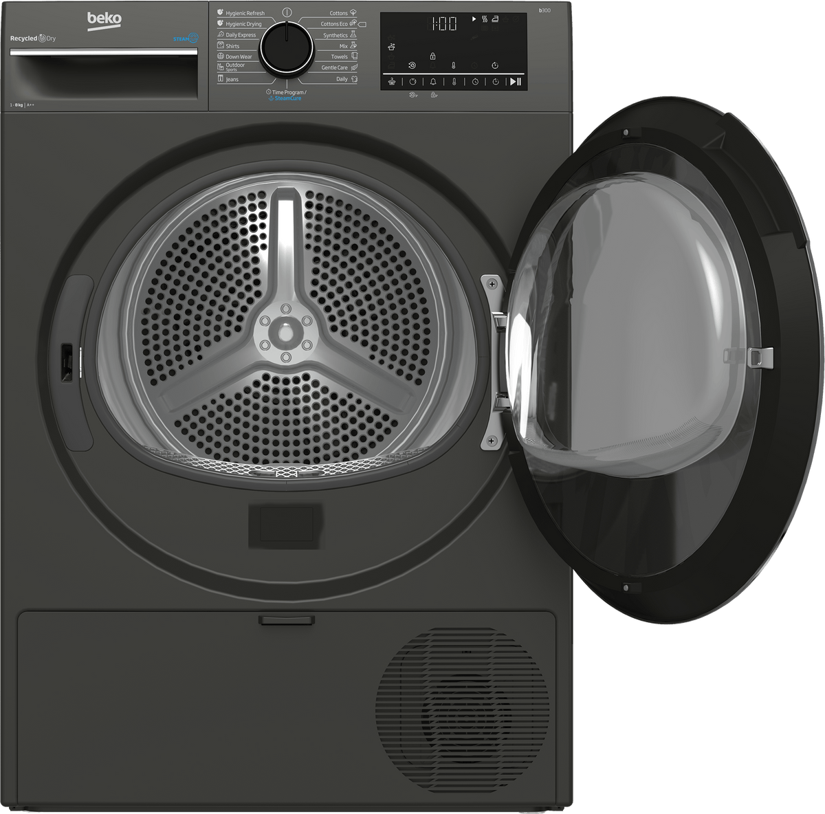 Beko Uscator Uscator Beko B3T68239MG | 8kg, Pompa de caldura, 16 programe, Clasa E, Gri