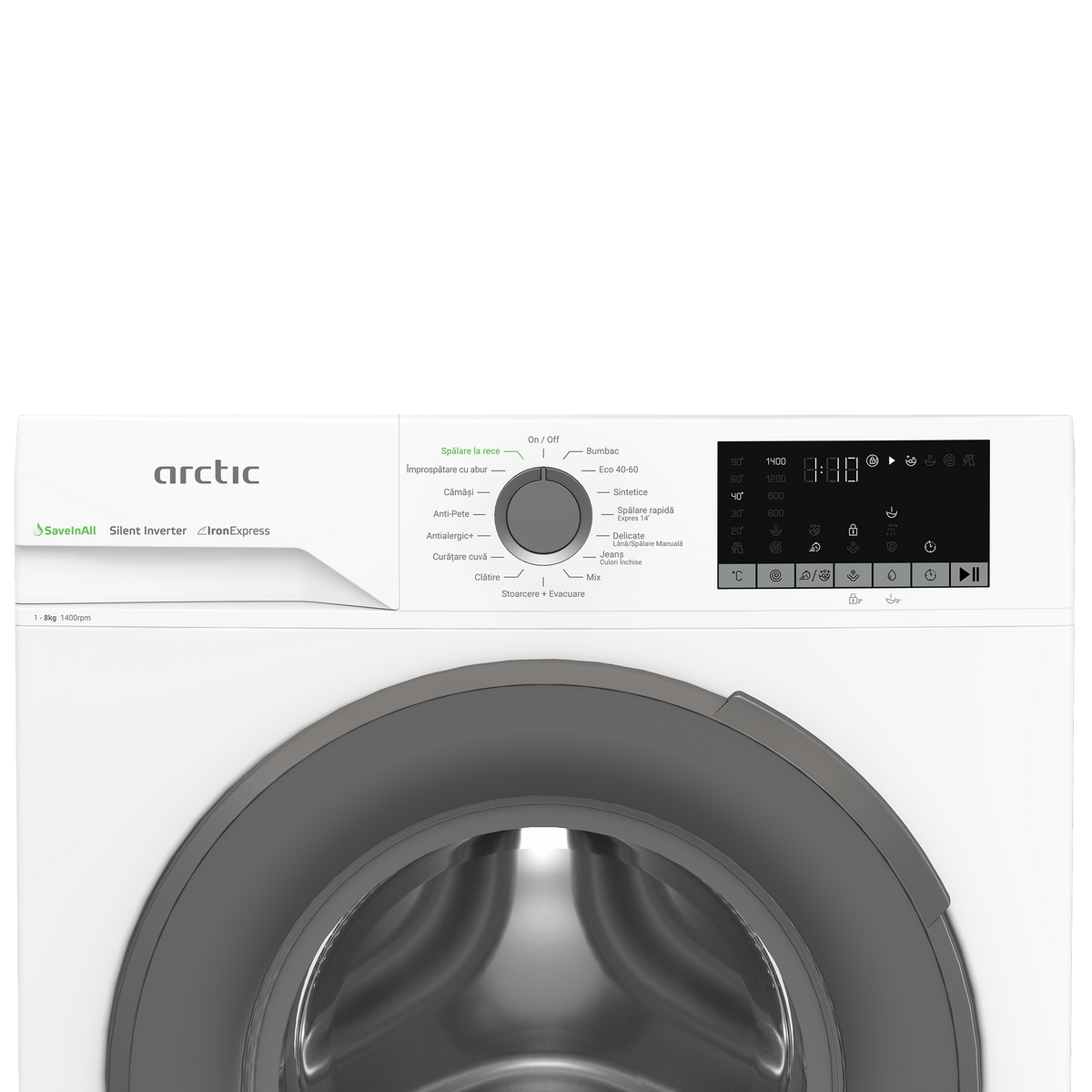 Arctic Masina de spalat rufe Masina de spalat rufe Arctic APLM2WFSU28411W, 8kg, 1400 RPM, 15 programe Clasa A, , Alb/Gri