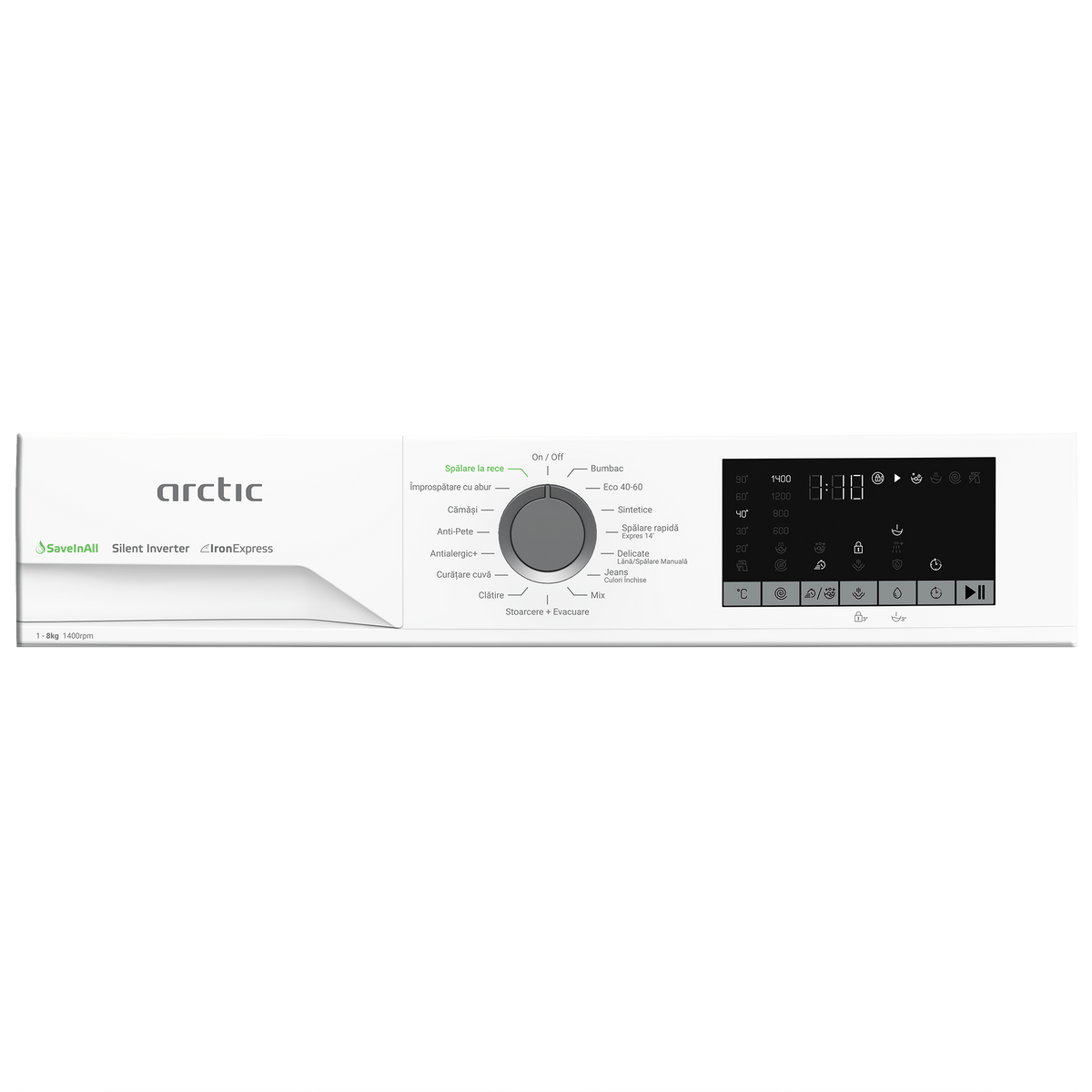 Arctic Masina de spalat rufe Masina de spalat rufe Arctic APLM2WFSU28411W, 8kg, 1400 RPM, 15 programe Clasa A, , Alb/Gri