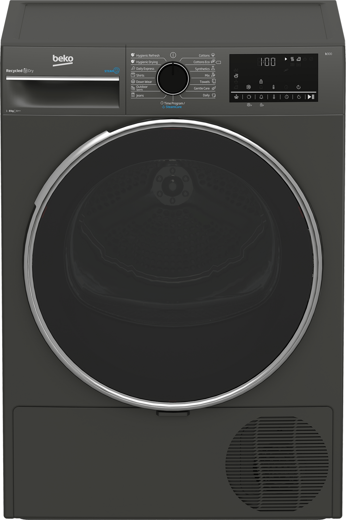 Beko Uscator Uscator Beko B3T68239MG | 8kg, Pompa de caldura, 16 programe, Clasa E, Gri