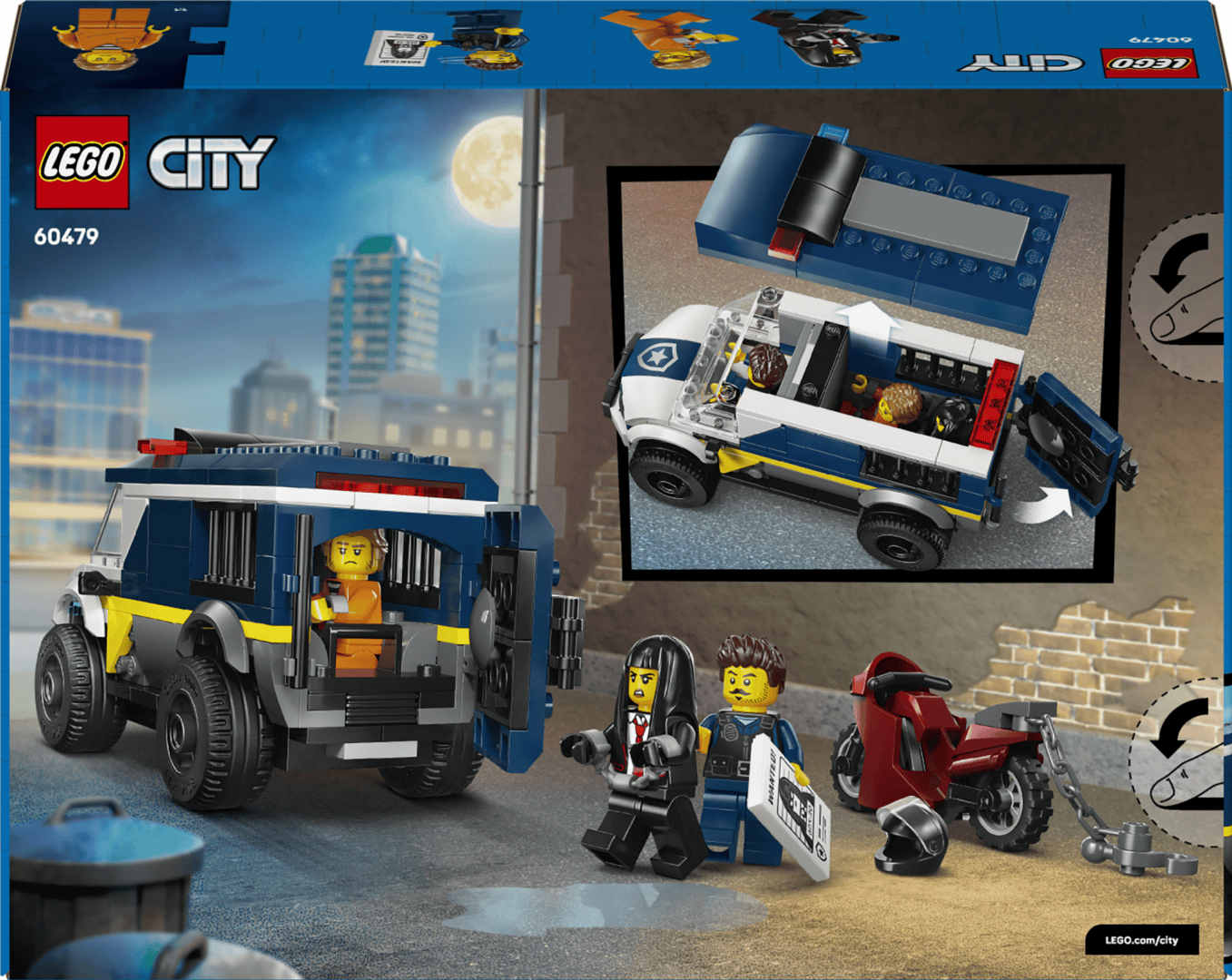Lego Jucării Set Constructie LEGO City 60479 | Duba Prizonieri Politie, Vehicul, Cadou