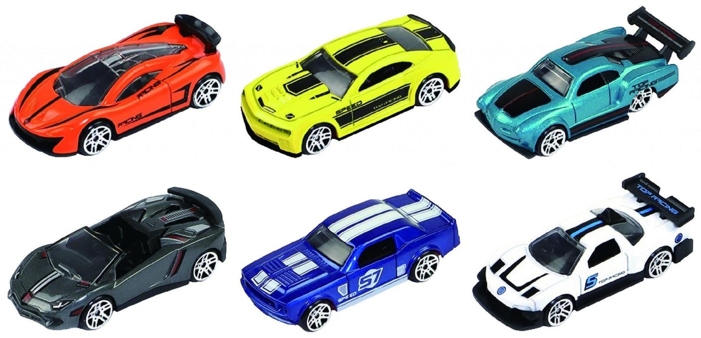 Cevodle Jucării Set Masinute Cevodle CEV64024-0001MIX | 6 Masini Curse, Scara 1/64, 7.5cm, Die Cast