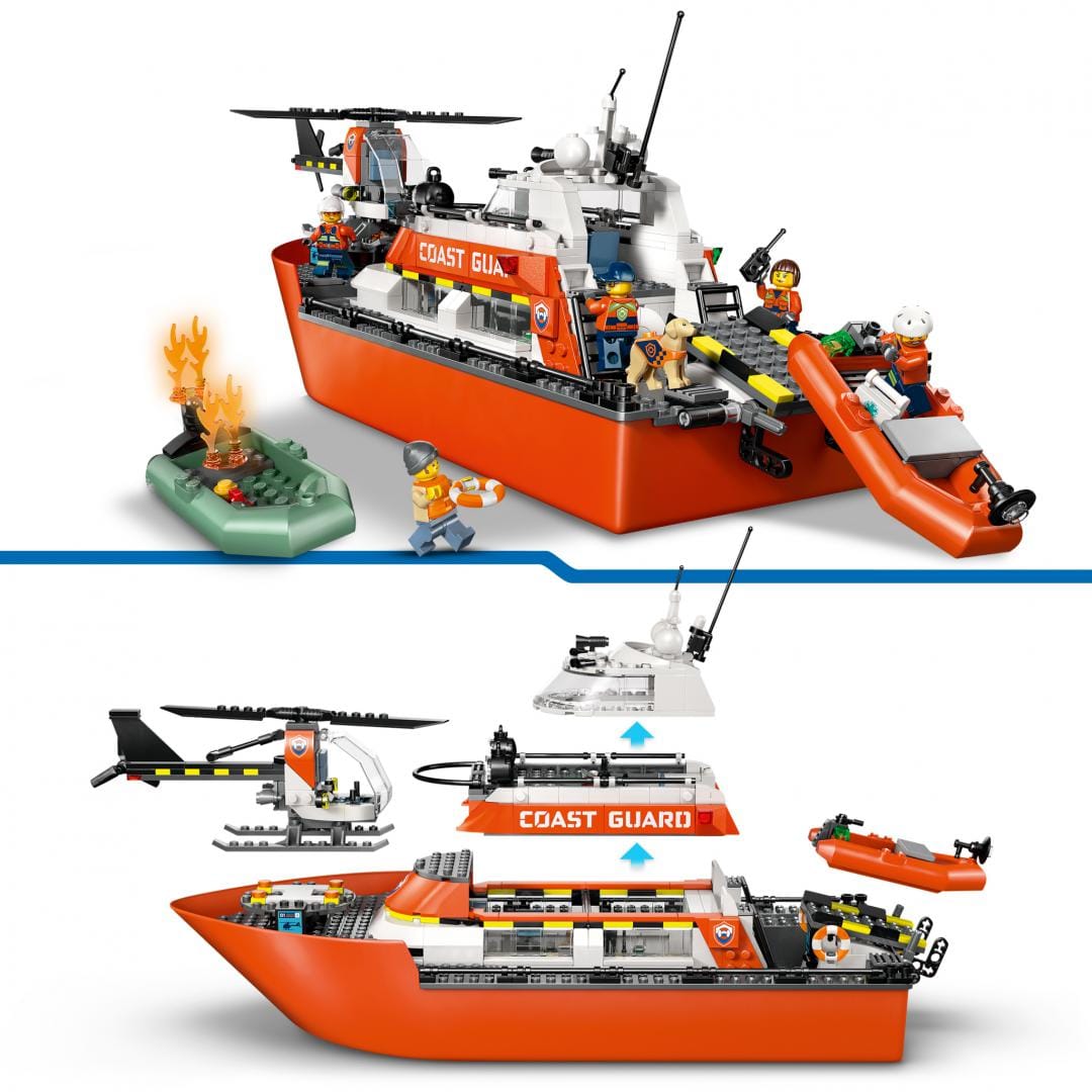 Lego Jucării Set Constructie LEGO City 60504 | Barca de Salvare, Elicopter, Paza de Coasta