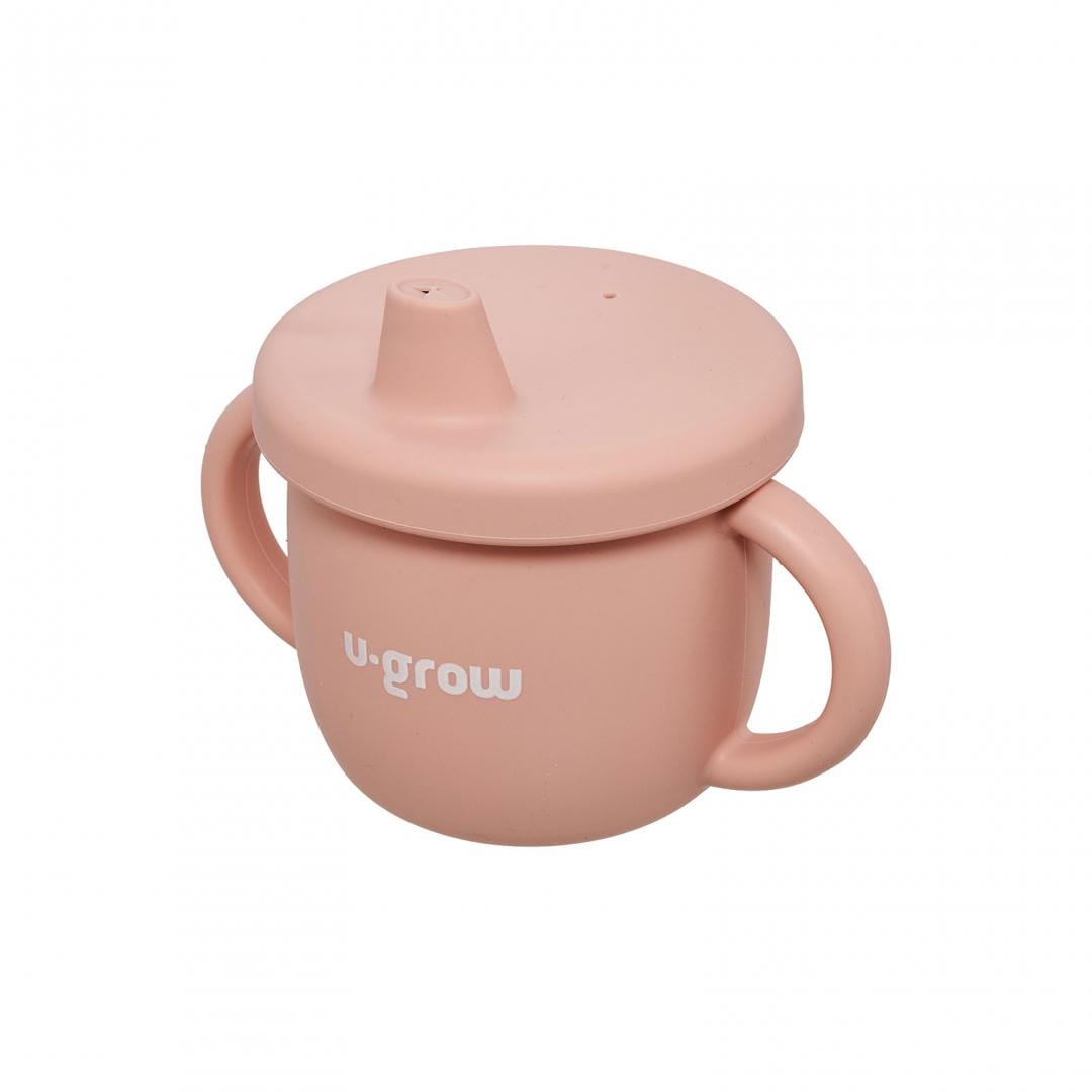 U-Grow Alimentație bebe Set Diversificare U-Grow UG-SET15PK | 3 Piese Silicon, Bol, Farfurie, Cana cu Cioc, Roz