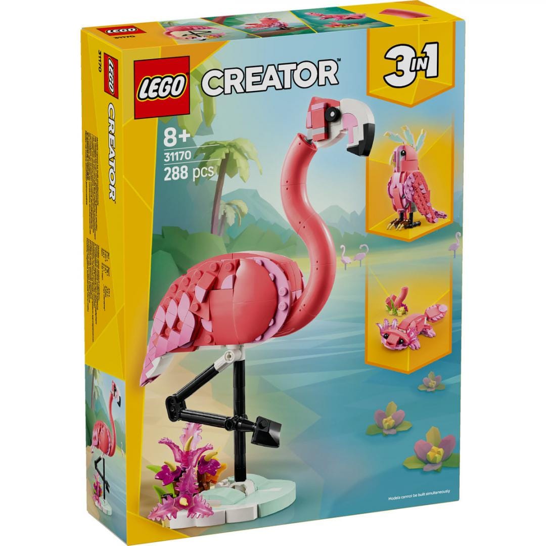 Lego Jucării Set Constructie LEGO Creator 3-in-1 31170 | Flamingo Roz, Animale Salbatice, Cadou