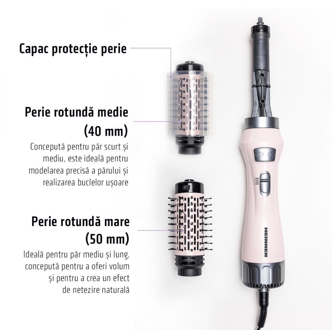 Heinner Perie Perie Rotativa Heinner HAB-R12RDC-PNK2 | Roz, 1200W, Ionizare
