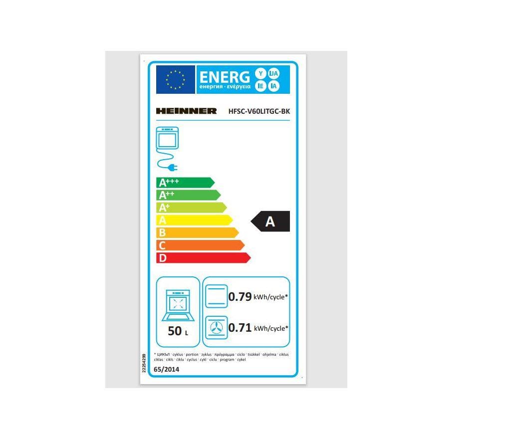 Heinner Aragaz Aragaz Mixt Heinner HFSC-V60LITGC-BK | 4 Arzatoare Gaz, Cuptor Electric, 60cm, Negru, 50x60x85cm