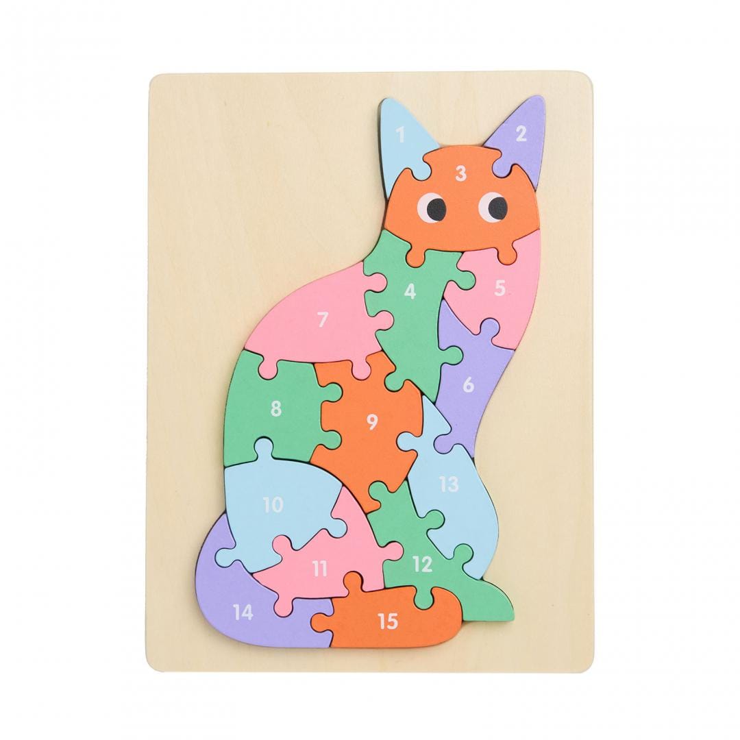 MomKi Jucării Puzzle Lemn MomKi MKT1074 | Pisica, 16 Piese, Copii