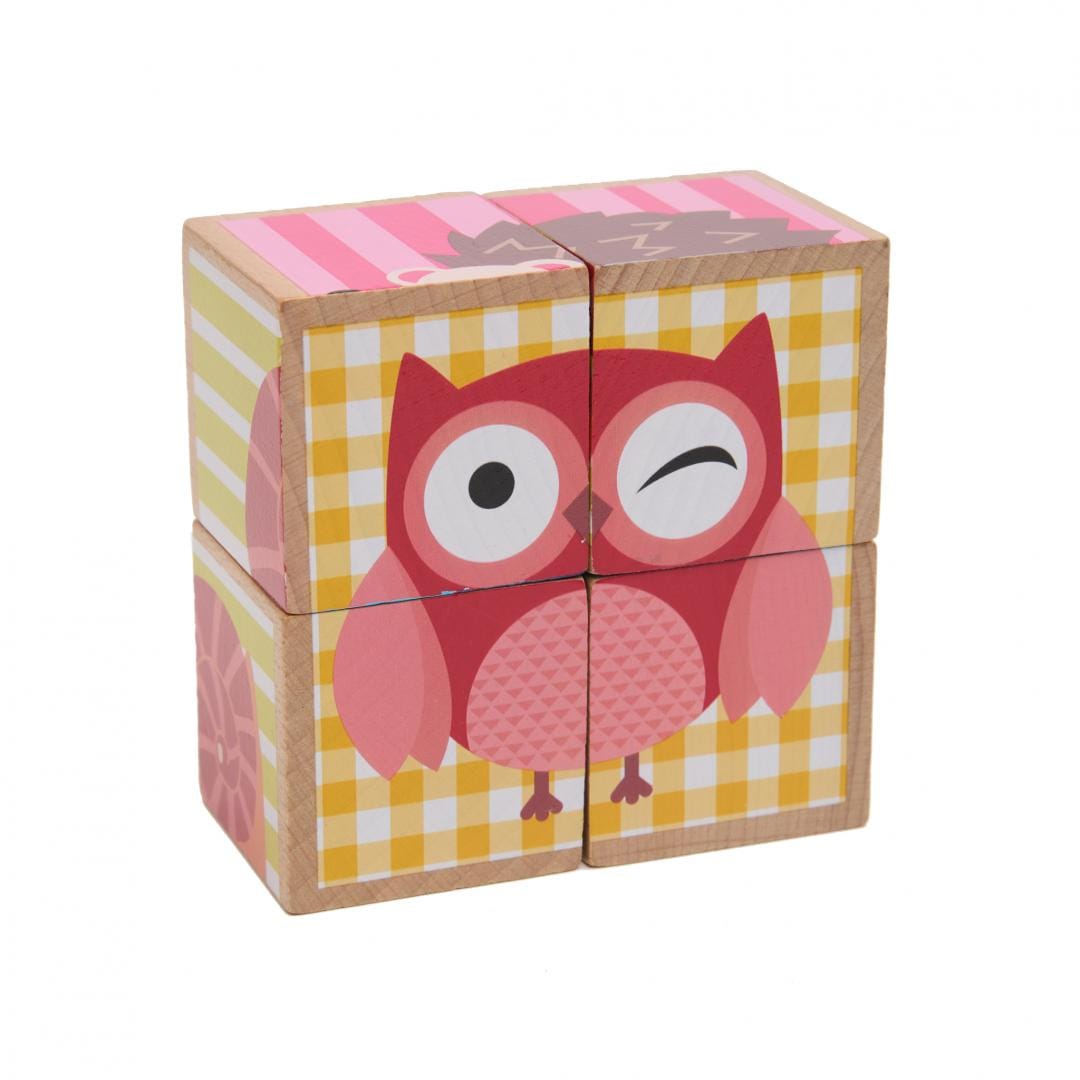 MomKi Jucării Puzzle Momki MKT1110 | Lemn, 4 Piese, Animale, Educativ