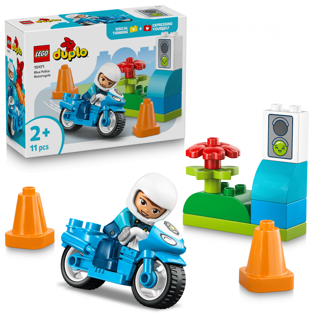 Lego Jucării Set Constructie LEGO 10471 | Motocicleta Politie, Albastra, Cadou
