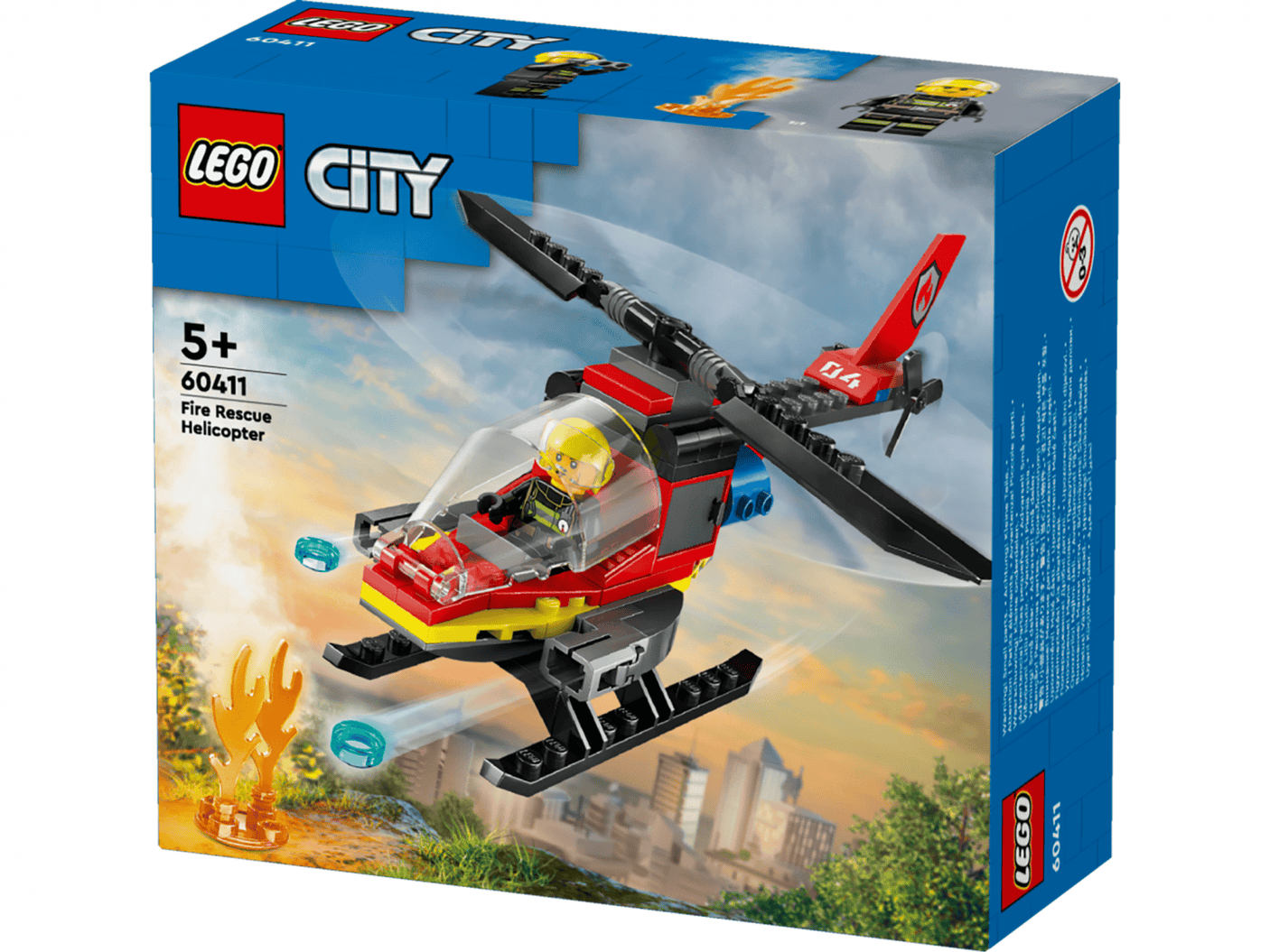 Lego Jucării Set Constructie LEGO City 60411 | Elicopter Pompieri, Cadou Copii, 88 Piese